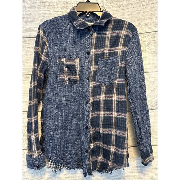 Artisan De Luxe Blue mixed plaid button down - Picture 1 of 2